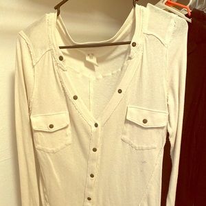 We are free off white button up shirt